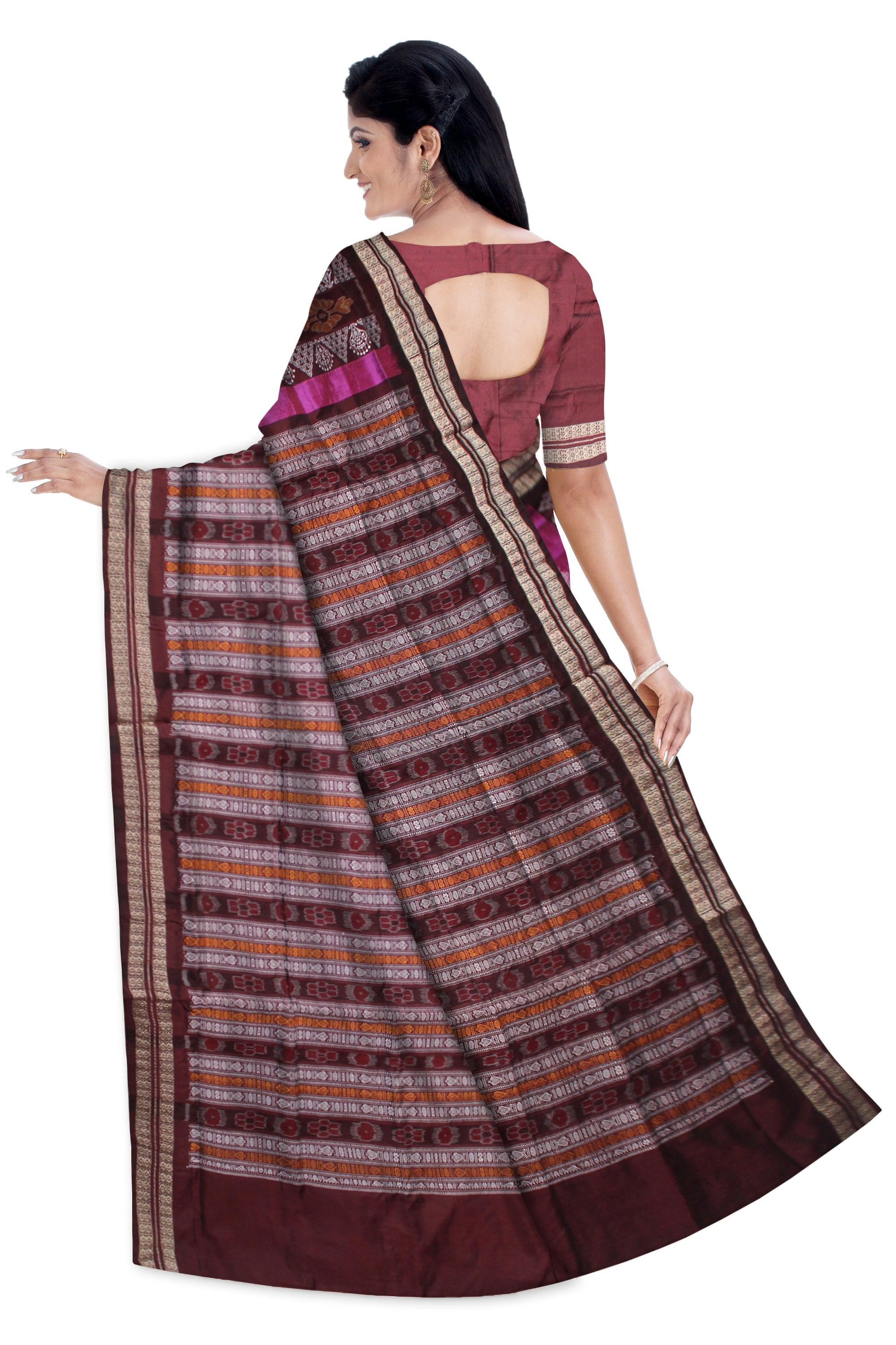 PINK AND MAROON PATLI SAREE , WITH BLOUSE PIECE. - Koshali Arts & Crafts Enterprise