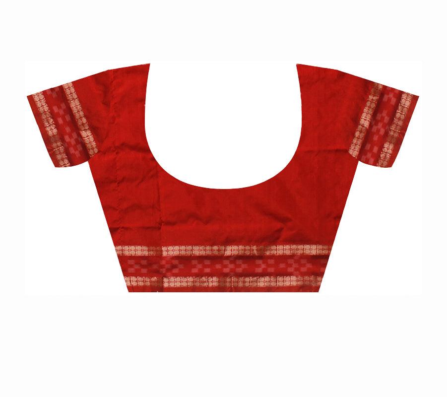 RED AND MAROON COLOR DHADI SAPTA PATA , ITS PALLU IS PEACOCK PRINT ATTACHED WITH BLOUSE PIECE. - Koshali Arts & Crafts Enterprise