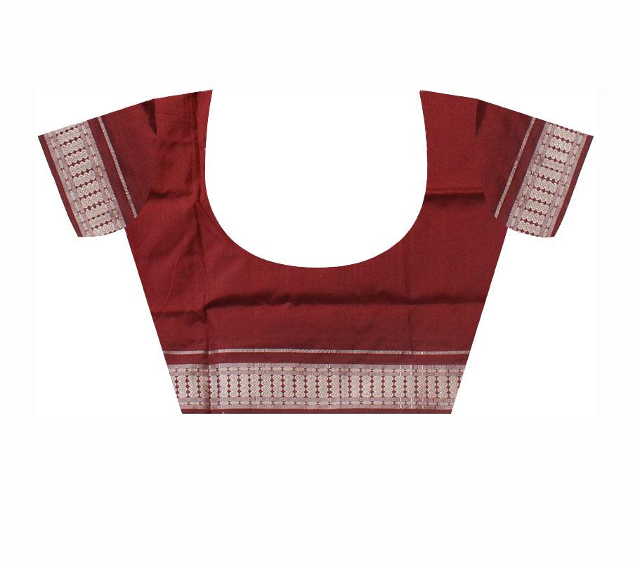 PALLU DOLL PRINT BOOTY PATTERN PATA SAREE IN RED AND MAROON COLOR BASE, WITH BLOUSE PIECE. - Koshali Arts & Crafts Enterprise