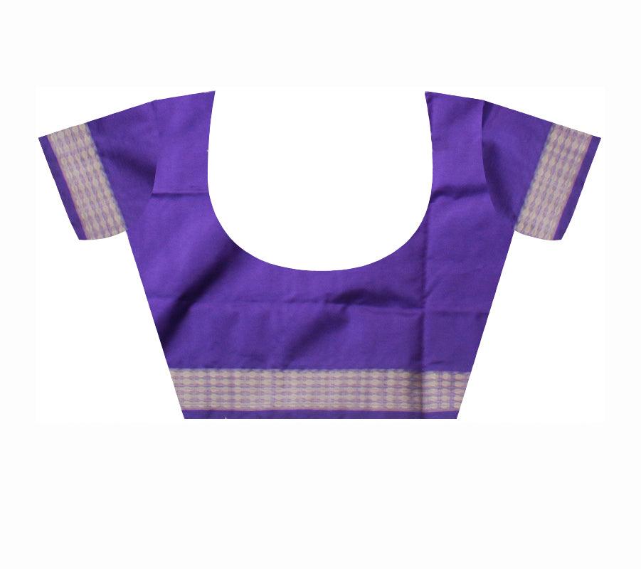 SKY AND PURPLE COLOR PATLI PATA SAREE , WITH BLOUSE PIECE. - Koshali Arts & Crafts Enterprise