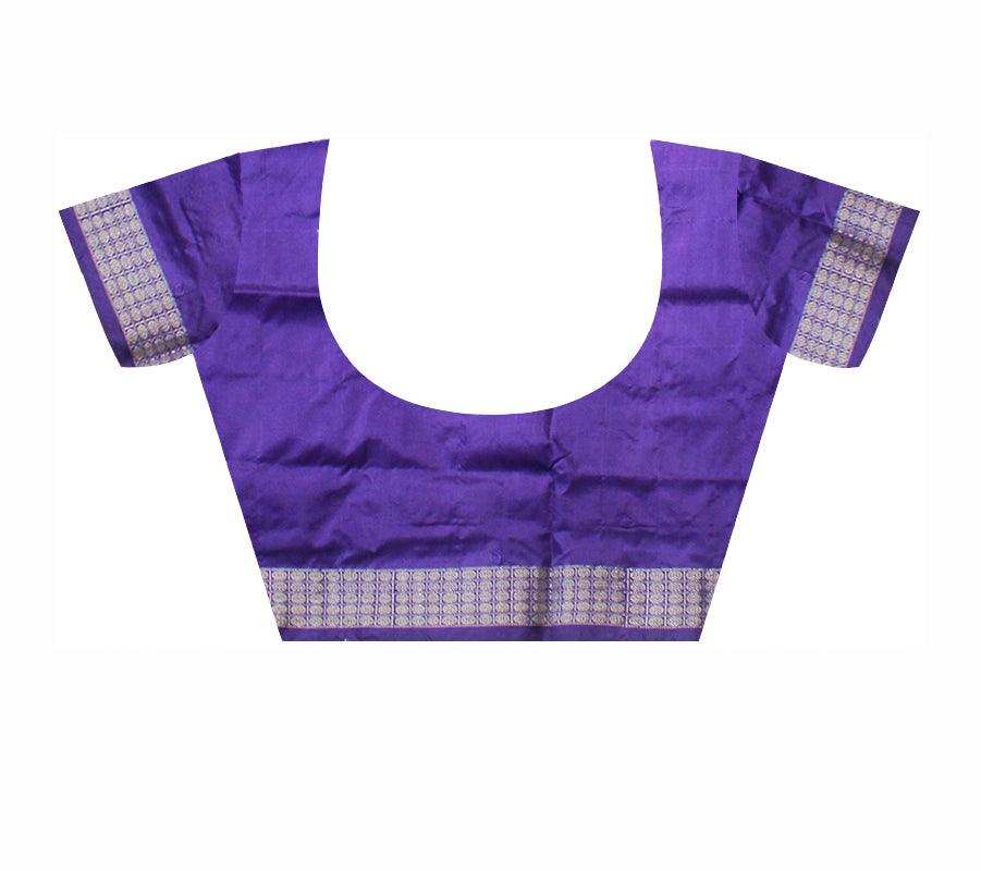 LATEST PATLI PATA SAREE IN SKY AND PURPLE COLOR BASE, ATTACHED WITH BLOUSE PIECE. - Koshali Arts & Crafts Enterprise
