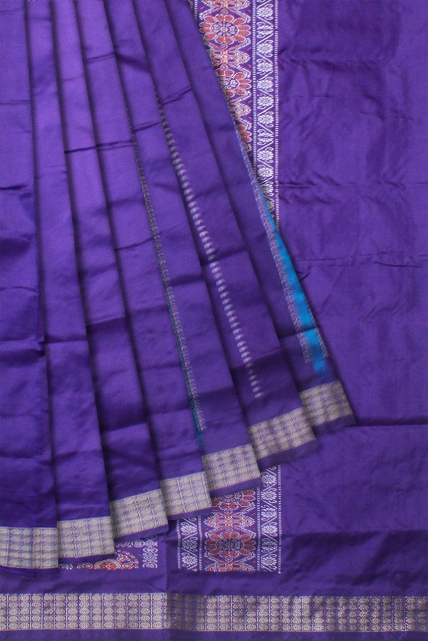 LATEST PATLI PATA SAREE IN SKY AND PURPLE COLOR BASE, ATTACHED WITH BLOUSE PIECE. - Koshali Arts & Crafts Enterprise