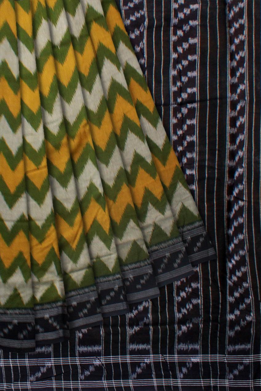 NEW DESIGN MANIABANDHA COTTON SAREE IN YELLOW AND BLACK COLOR BASE, WITHOUT BLOUSE PIECE. - Koshali Arts & Crafts Enterprise