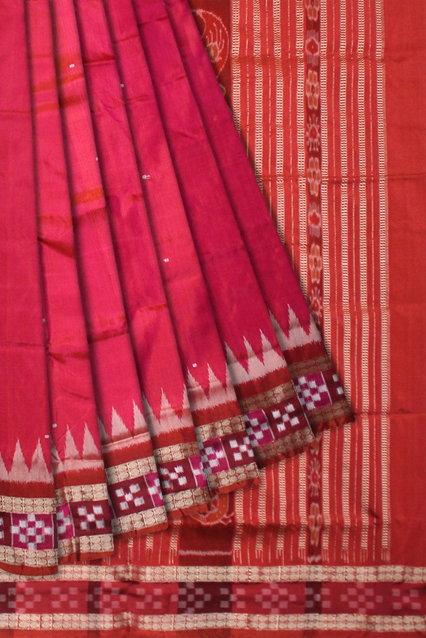 PINK AND ORANGE COLOR DHADI SAPTA PATA SAREE , WITH BLOUSE PIECE. USEFUL FOR OCCASIONS SPECIAL . - Koshali Arts & Crafts Enterprise
