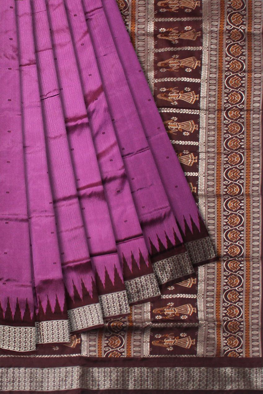 LATEST DOLL PRINT PALLU BOOTY PATTERN PATA SAREE IS HOTPINK AND MAROON COLOR BASE, WITH BLOUSE PIECE. - Koshali Arts & Crafts Enterprise