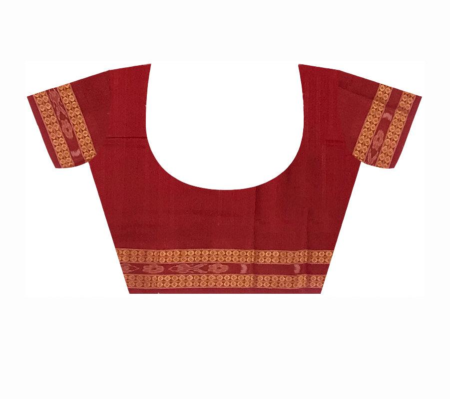 BODY PEACOCK PRINT SAMBALPURI COTTON SAREE IS GREY AND MAROON COLOR BASE, COMES WITH MATCHING BLOUSE PIECE. - Koshali Arts & Crafts Enterprise