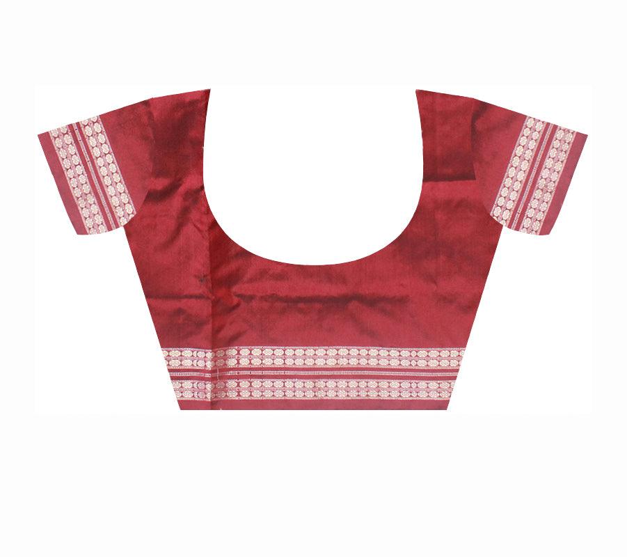 DARK GREEN AND MAROON COLOR SAPTA PATA SAREE , WITH MATCHING BLOUSE PIECE. - Koshali Arts & Crafts Enterprise