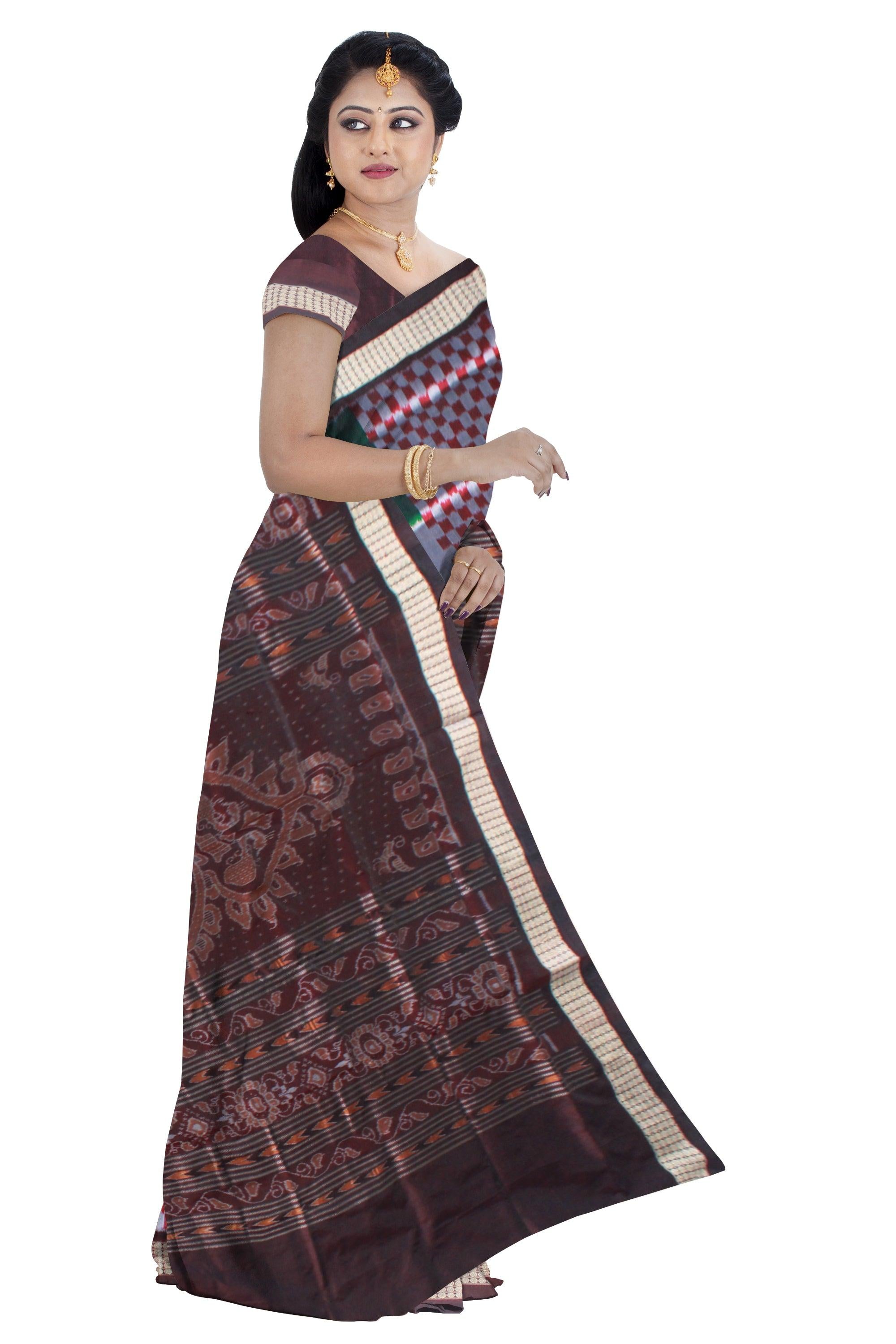 3D COLOR  FULL BODY BIG SAPTA  PATTERN PATA SAREE, ATTACHED WITH BLOUSE PIECE. - Koshali Arts & Crafts Enterprise