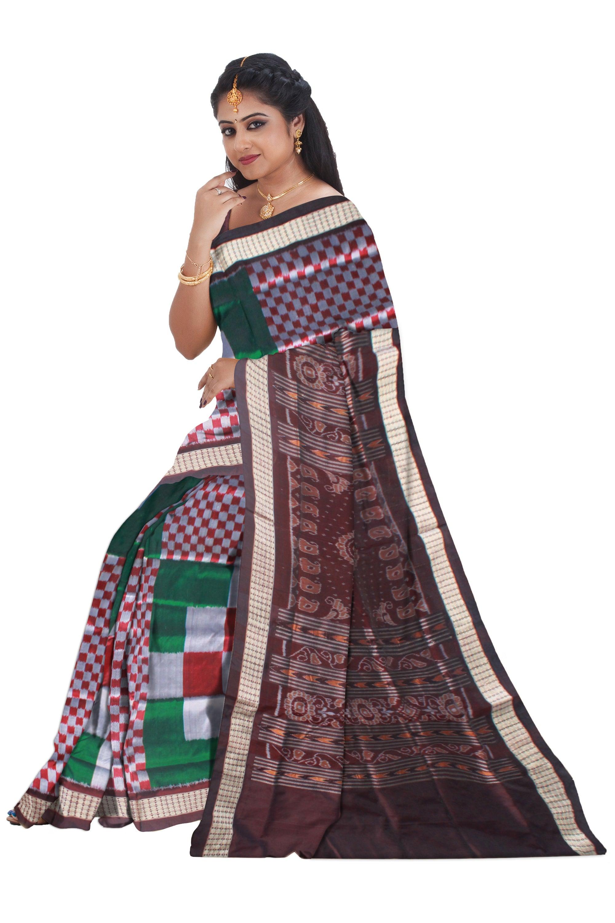 3D COLOR FULL BODY BIG SAPTA PATTERN PATA SAREE, ATTACHED WITH BLOUSE PIECE. - Koshali Arts & Crafts Enterprise