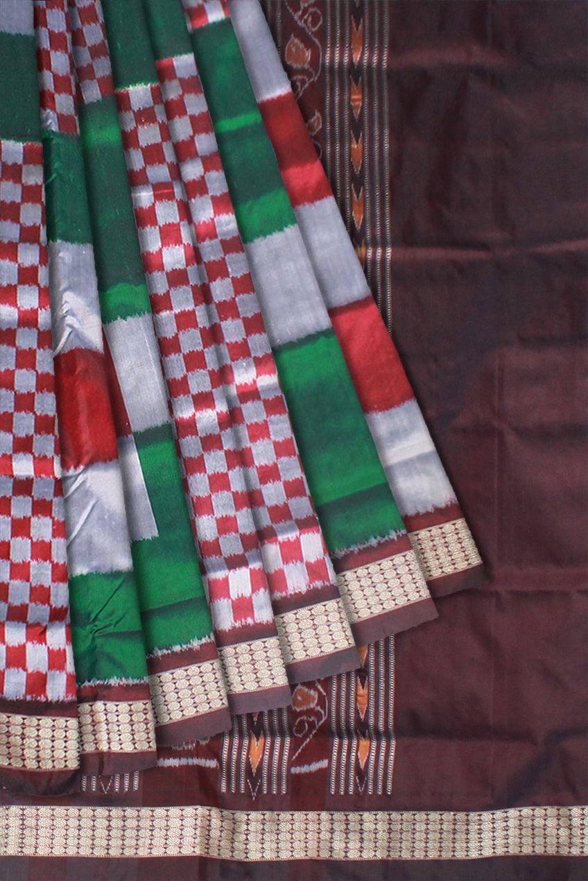 3D COLOR FULL BODY BIG SAPTA PATTERN PATA SAREE, ATTACHED WITH BLOUSE PIECE. - Koshali Arts & Crafts Enterprise