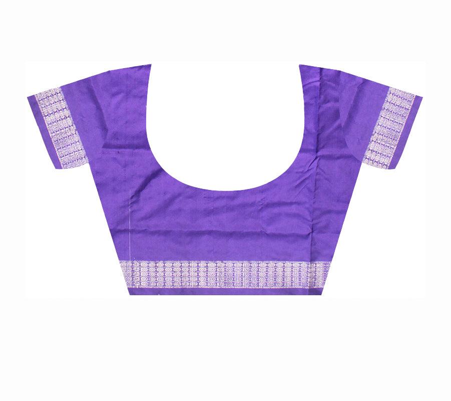 KUMBHA PATTERN PATA SAREE IS SKY AND LIGHT SKY COLOR BASE,COMES WITH MATCHING BLOUSE PIECE. - Koshali Arts & Crafts Enterprise