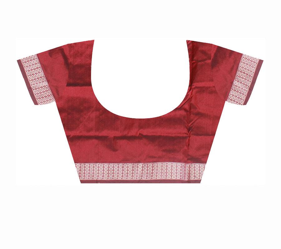 ROYAL GREEN AND MAROON COLOR BASE PADMA PATA SAREE, COMES WITH MATCHING BLOUSE PIECE. - Koshali Arts & Crafts Enterprise