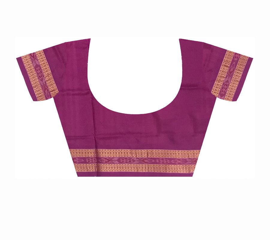 DIFFERENT LETTER PATTERN SAMBALPURI COTTON SAREE IS BLACK AND DEEPPINK COLOR BASE, COMES WITH MATCHING BLOUSE PIECE. - Koshali Arts & Crafts Enterprise