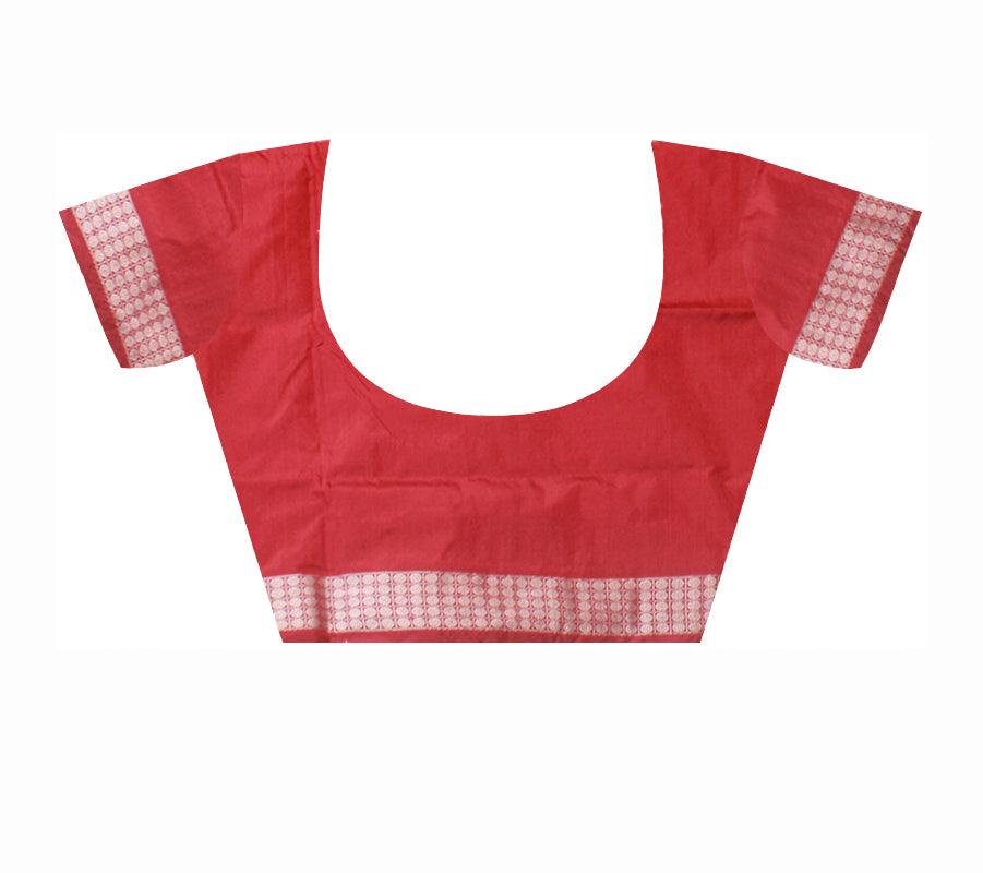 FULL BODY AND PALLU DOLL PRINT PATA SAREE IS YELLOW AND RED COLOR BASE, COMES WITH BLOUSE PIECE. - Koshali Arts & Crafts Enterprise