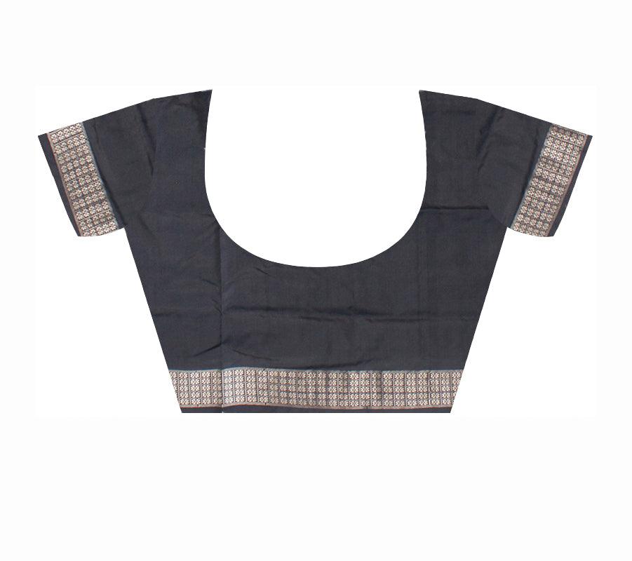 SKY BLUE AND BLACK COLOR SAPTA PATA SAREE , WITH BLOUSE PIECE. - Koshali Arts & Crafts Enterprise