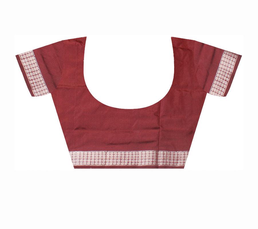 GOLDEN SILVER AND COFFEE COLOR IKAT PATTERN PATA SAREE, AVAILABLE WITH MATCHING BLOUSE PIECE. - Koshali Arts & Crafts Enterprise