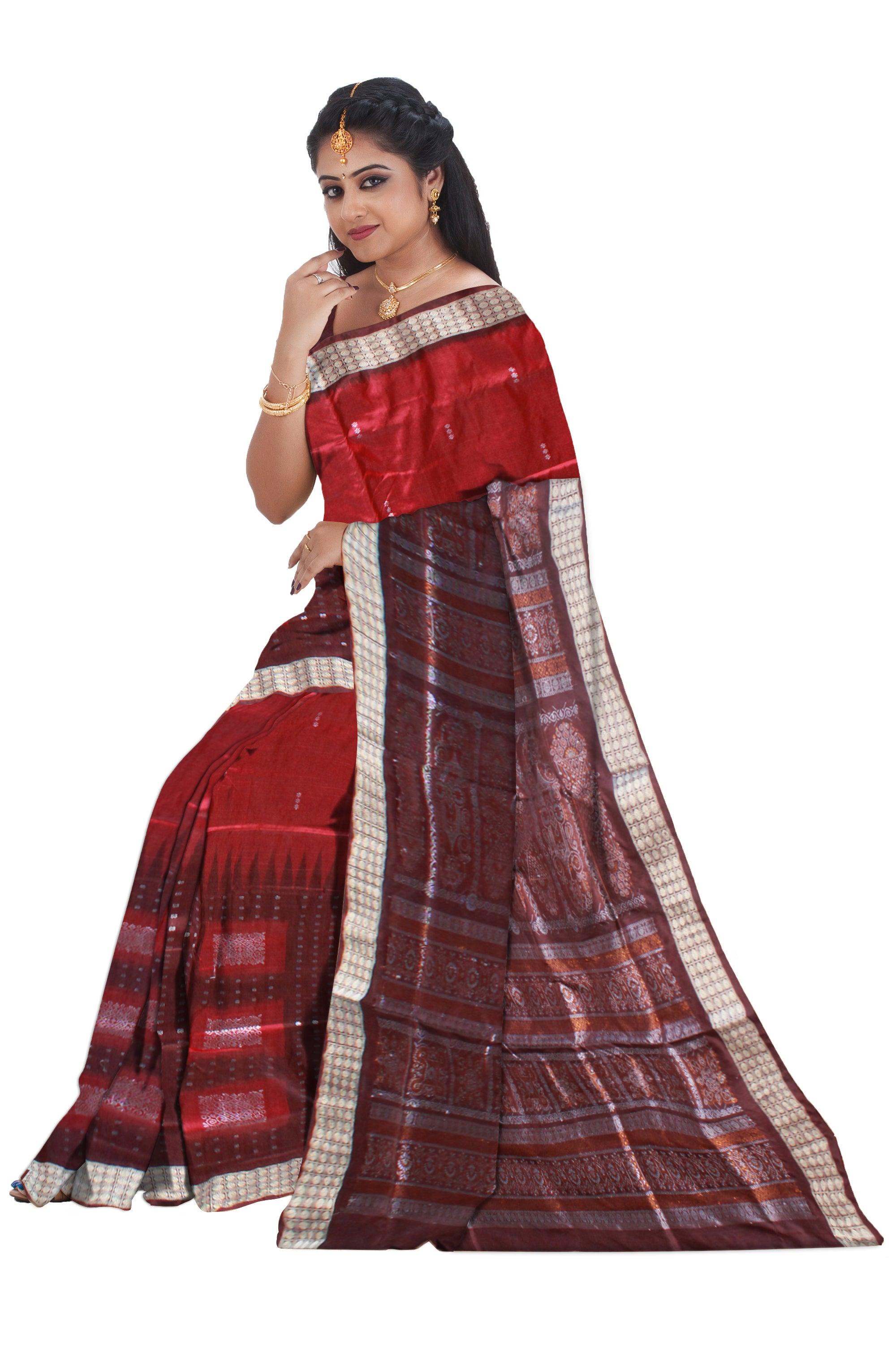 NEW ARRIVAL SABITRI SPECIAL MAROON AND COFFEE COLOR PATA SAREE ,  MATCHING BLOUSE PIECE. - Koshali Arts & Crafts Enterprise