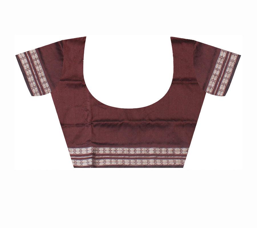 FULL BODY PASAPALI PATTERN SAPTA PATA SAREE IS MAROON AND COFFEE COLOR, WITH MATCHING BLOUSE PIECE. - Koshali Arts & Crafts Enterprise