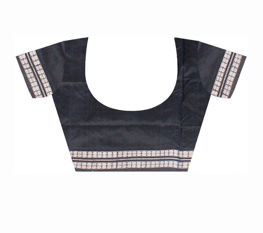 BLACK AND MAROON COLOR DOLL PRINT PATA SAREE , ATTACHED WITH MATCHING BLOUSE PIECE. - Koshali Arts & Crafts Enterprise