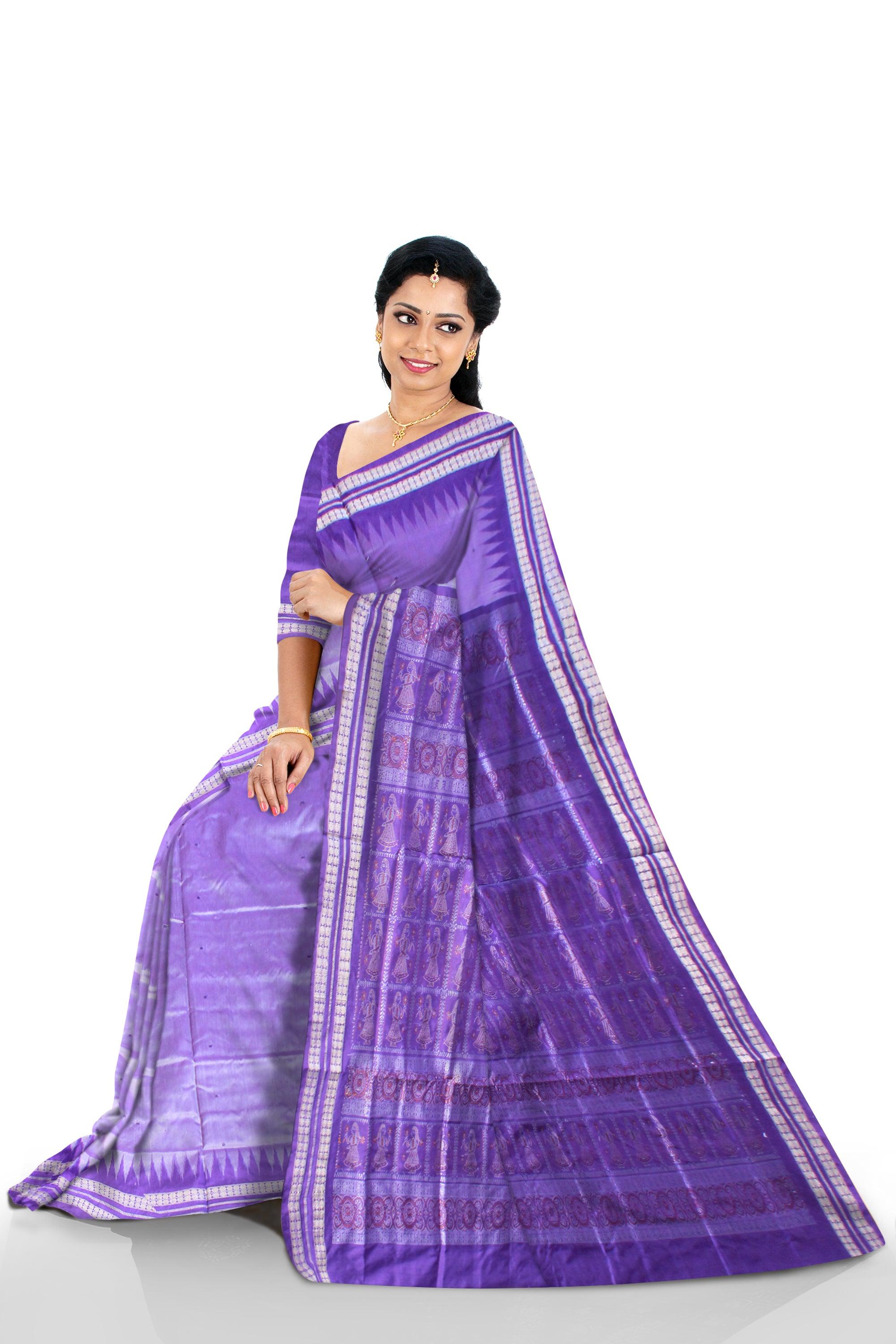 Beautiful circular motifs have been woven on the pallu. Saree comes attached with a colour matching blouse piece - Koshali Arts & Crafts Enterprise