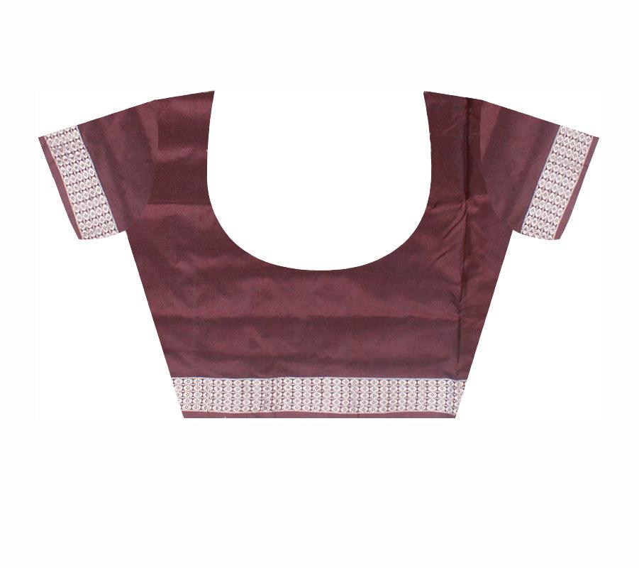 SMALL BOOTY PATTERN PATA SAREE IS YELLOW AND MAROON COLOR BASE, COMES WITH BLOUSE PIECE. - Koshali Arts & Crafts Enterprise