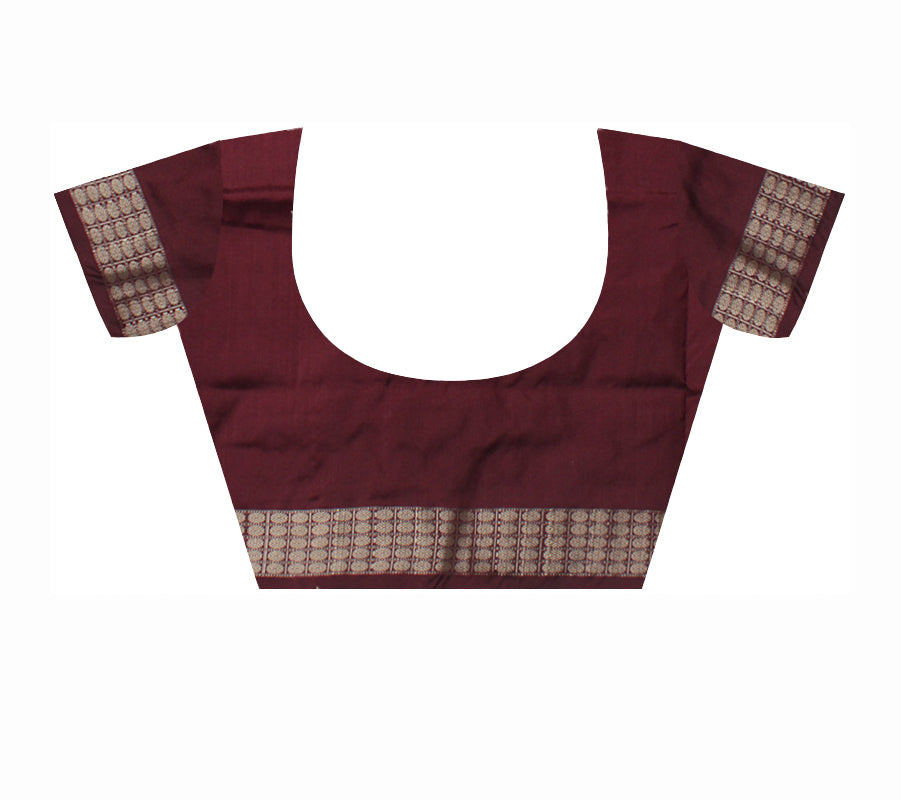 PINK AND COFFE COLOR SAPTA WITH BANDHA PATTERN BOMKEI PATA SAREE, WITH BLOUSE PIECE. - Koshali Arts & Crafts Enterprise