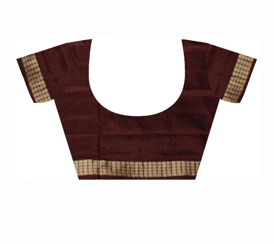 Silver and Brown color Pasapali Pata saree with blouse piece - Koshali Arts & Crafts Enterprise