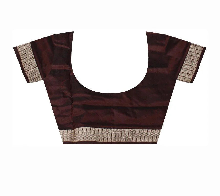 Sapta print violet & brown color pata saree with blouse piece. - Koshali Arts & Crafts Enterprise