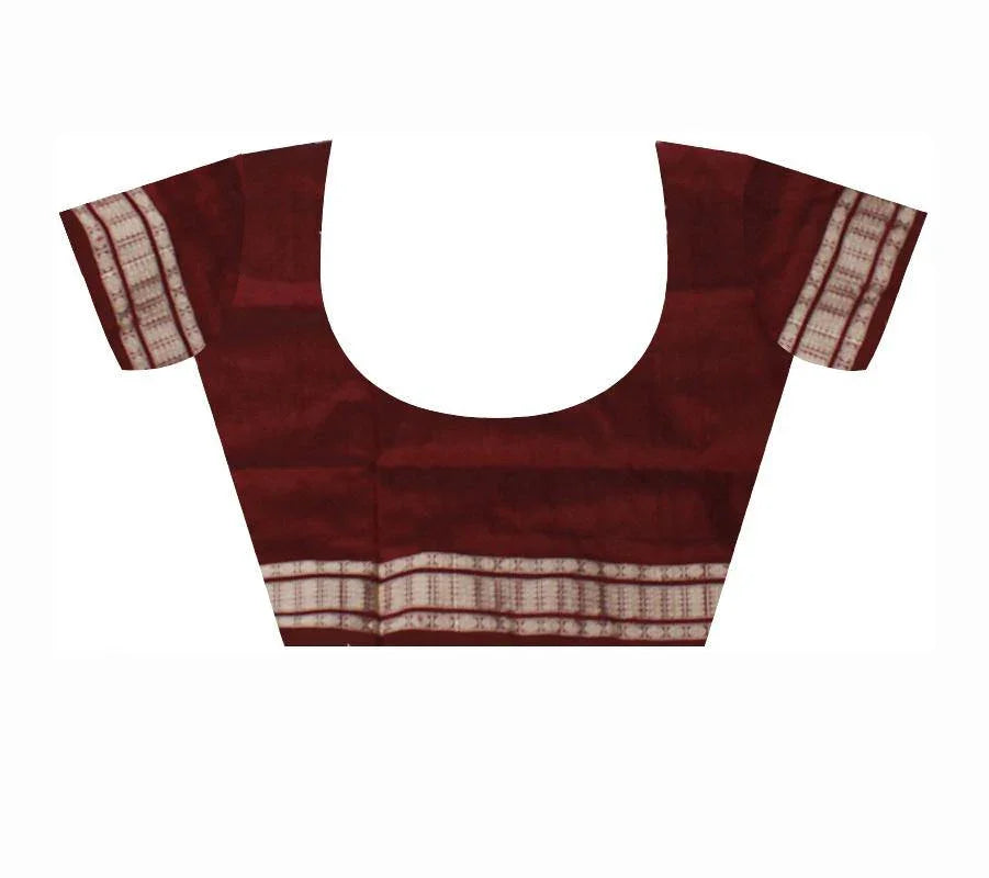 Brown and Pink color sambalpuri pata saree with blouse piece. - Koshali Arts & Crafts Enterprise