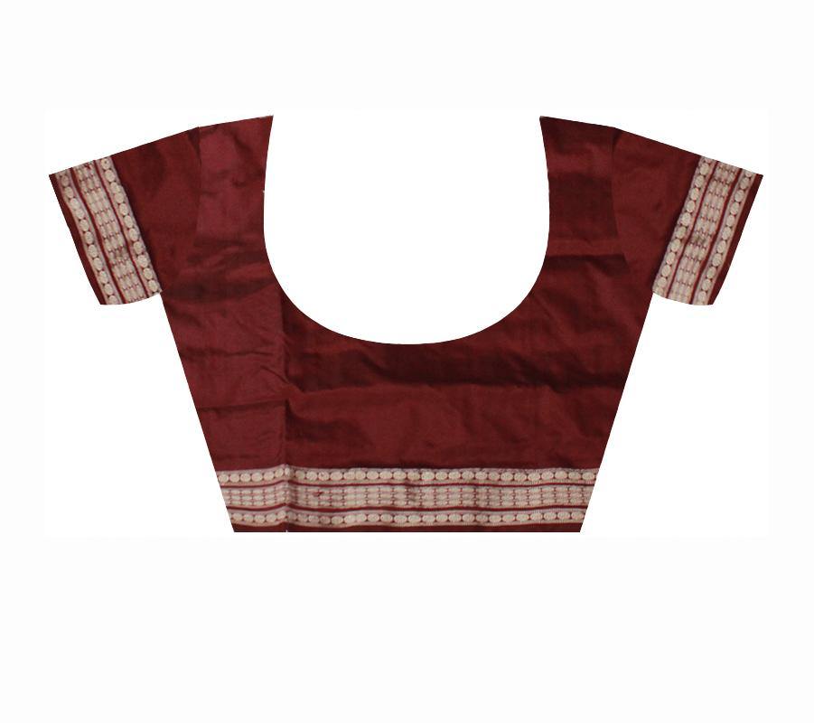 Pink and Brown bomkei pata saree with blouse piece. - Koshali Arts & Crafts Enterprise