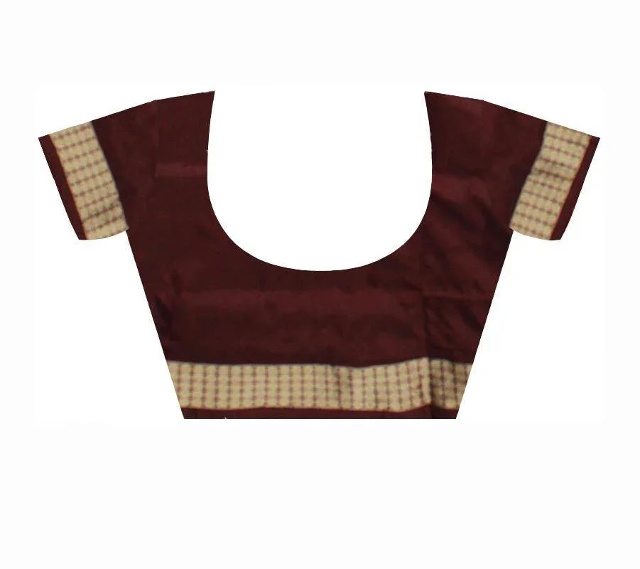 Sonepur pasapali pata saree in pink and coffee. - Koshali Arts & Crafts Enterprise
