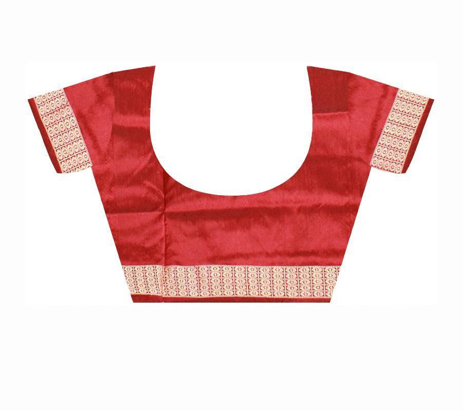 Green color Sapta pattern Sambalpuri Pata saree with blouse piece. - Koshali Arts & Crafts Enterprise