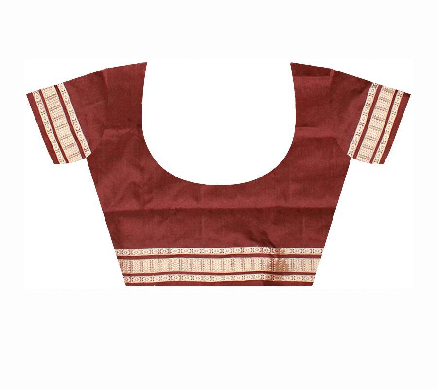 Pink color Sapta pattern Sambalpuri Pata saree with blouse piece. - Koshali Arts & Crafts Enterprise