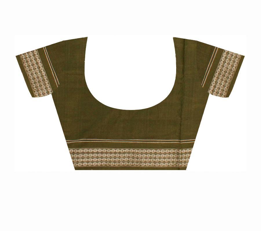 Sambalpuri Cotton ikat saree in brown color with blouse piece. - Koshali Arts & Crafts Enterprise