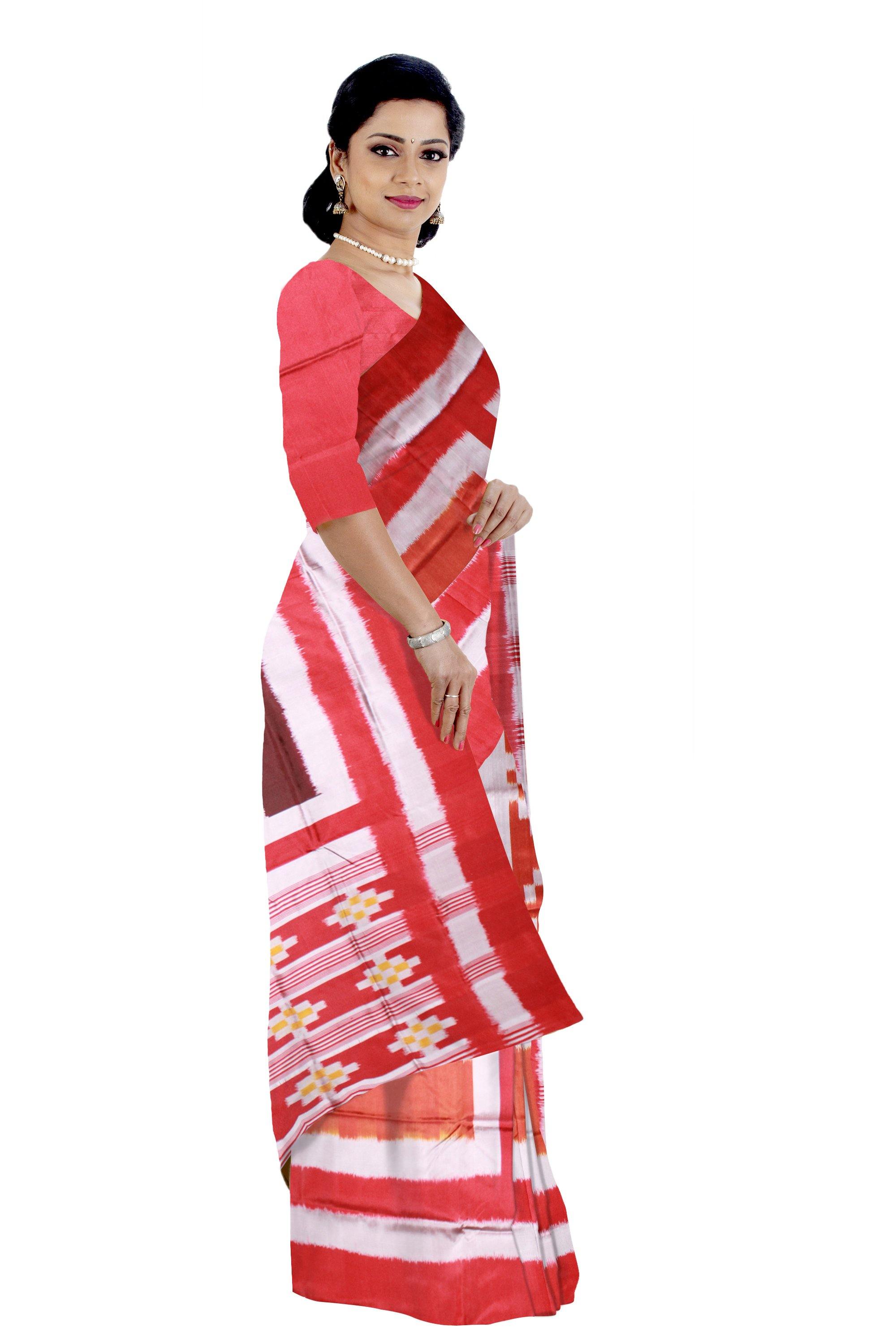 Sambalpuri Pasapali design brown color pata saree with blouse piece - Koshali Arts & Crafts Enterprise
