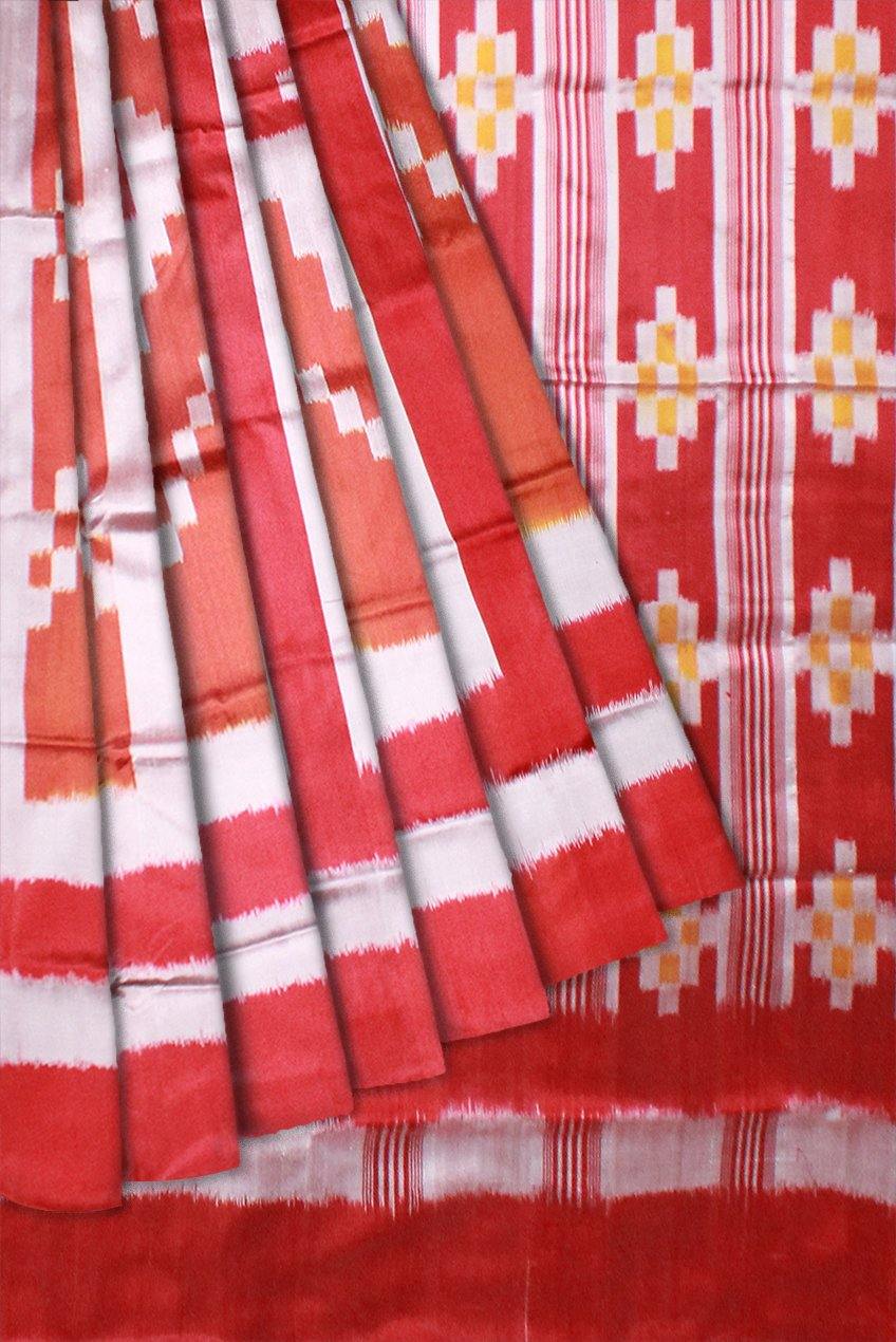 Sambalpuri Pasapali design brown color pata saree with blouse piece - Koshali Arts & Crafts Enterprise