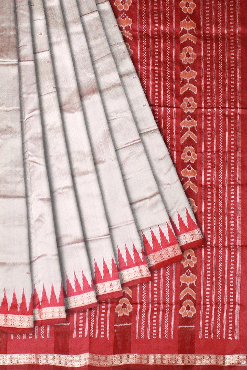 Gray color sambalpuri pata saree with blouse piece. - Koshali Arts & Crafts Enterprise