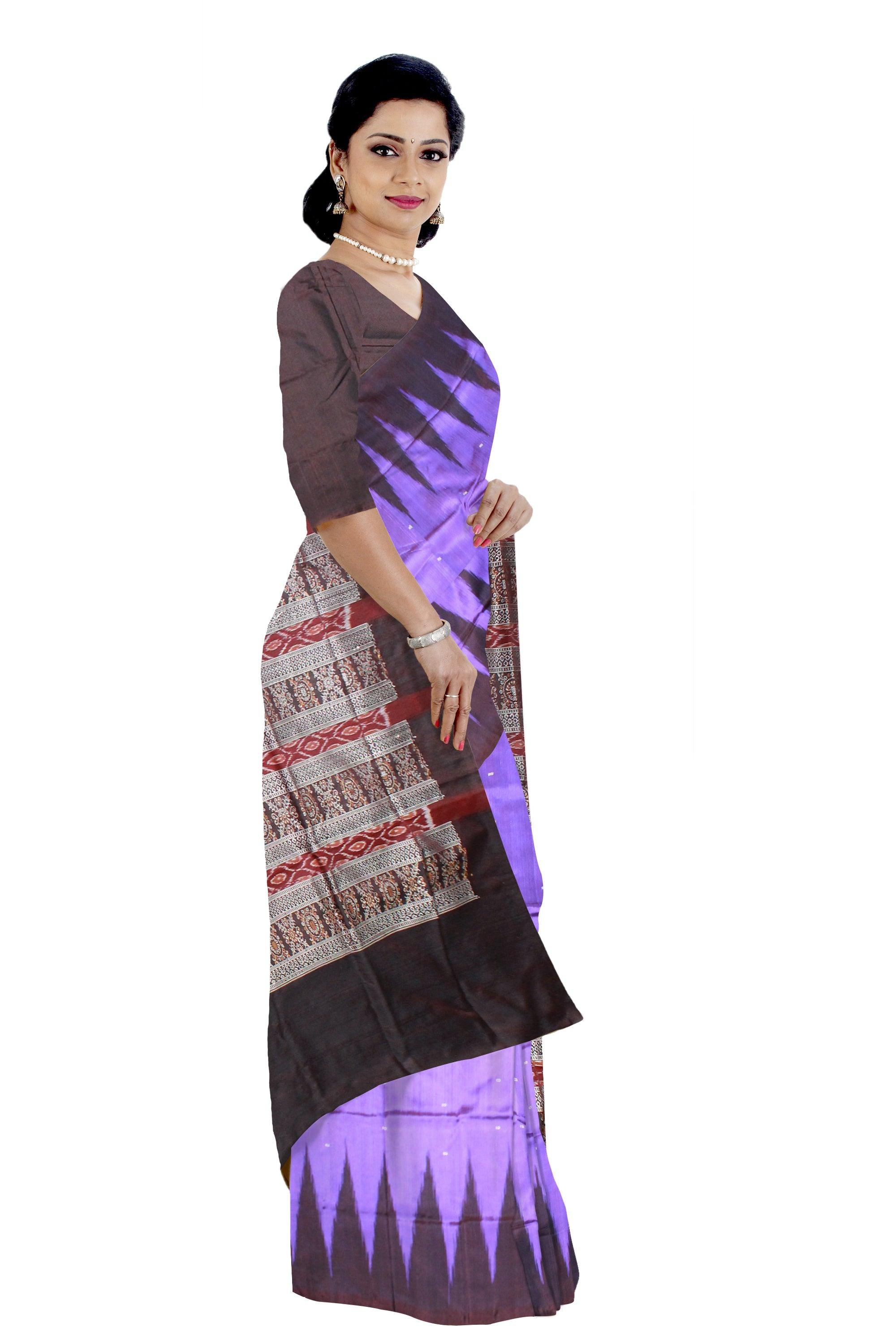 Violet color kargil pata saree with blouse piece. - Koshali Arts & Crafts Enterprise