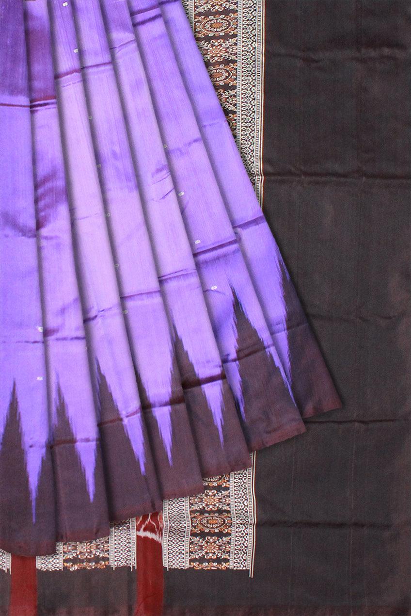 Violet color kargil pata saree with blouse piece. - Koshali Arts & Crafts Enterprise