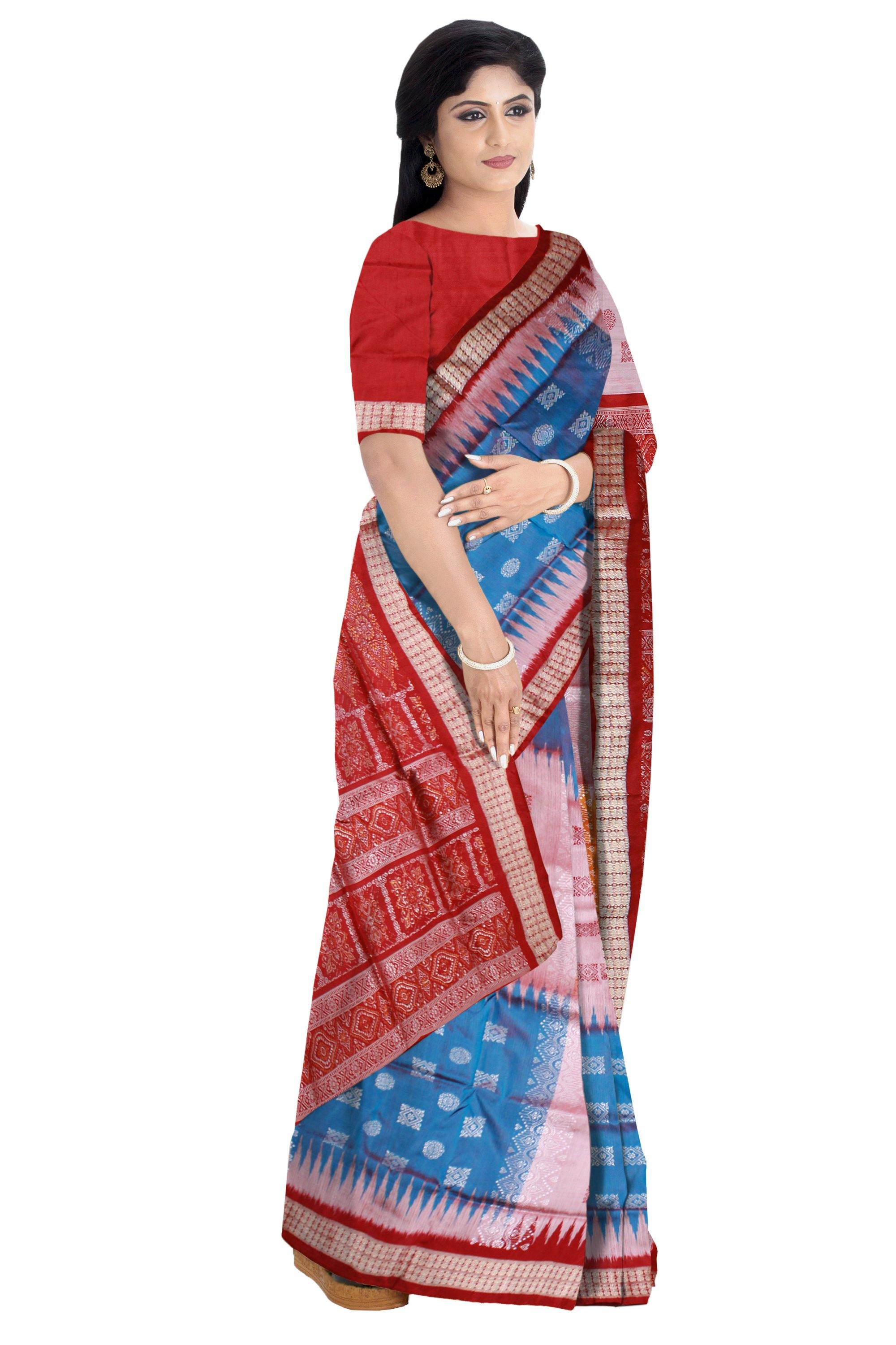 Multicolor Bomkei pattern Sambalpuri pata saree with blouse piece - Koshali Arts & Crafts Enterprise