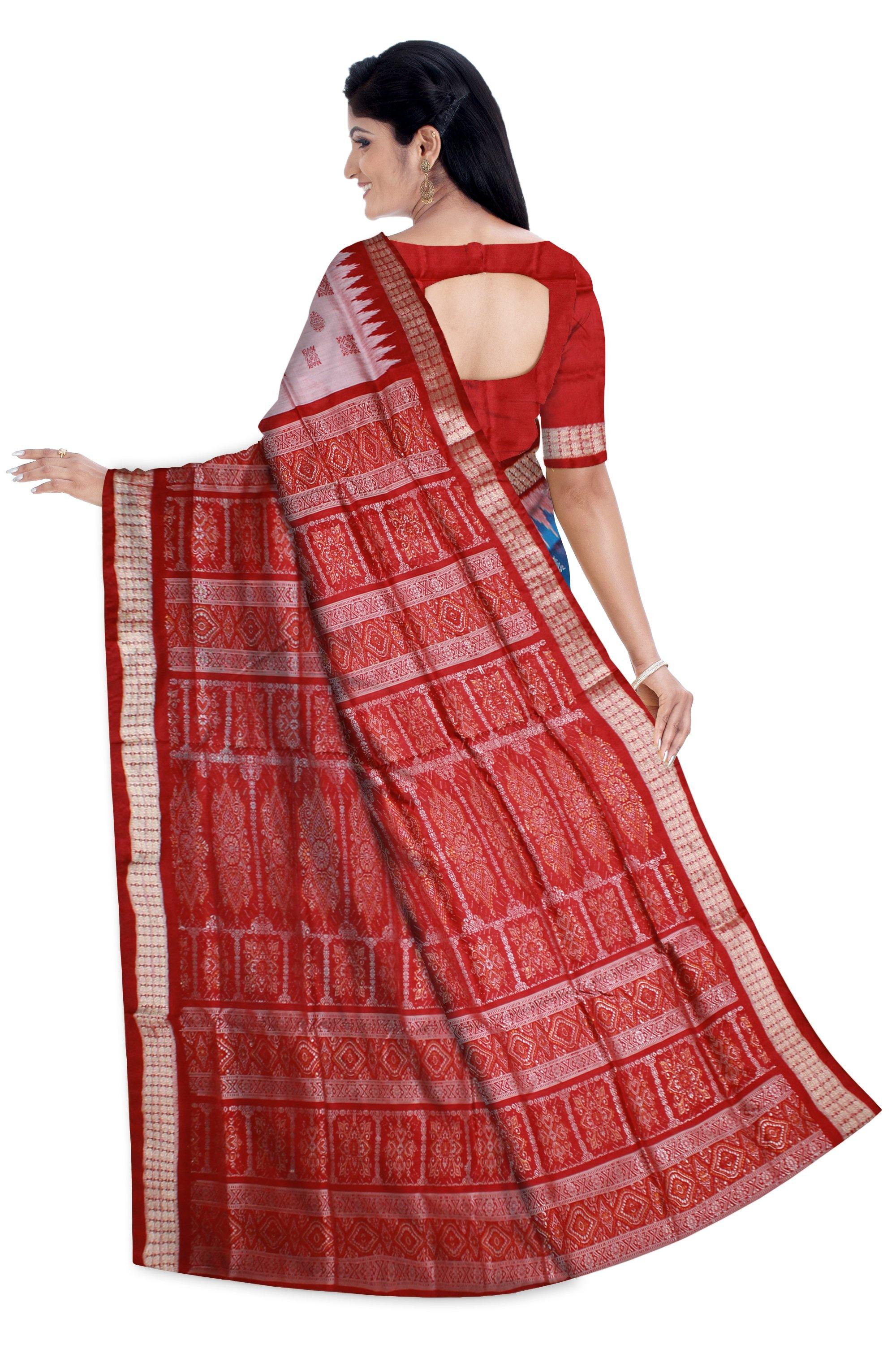 Multicolor Bomkei pattern Sambalpuri pata saree with blouse piece - Koshali Arts & Crafts Enterprise