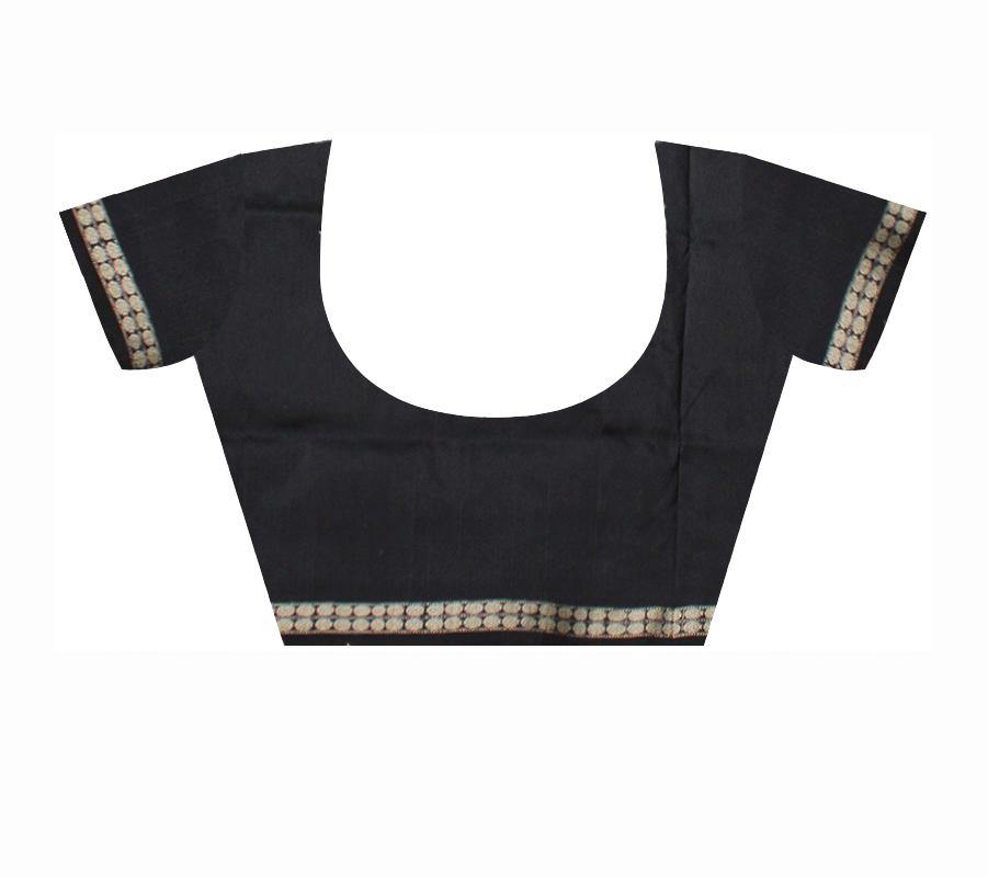 Blue color buti pattern Sambalpuri pata saree, with blouse piece. - Koshali Arts & Crafts Enterprise