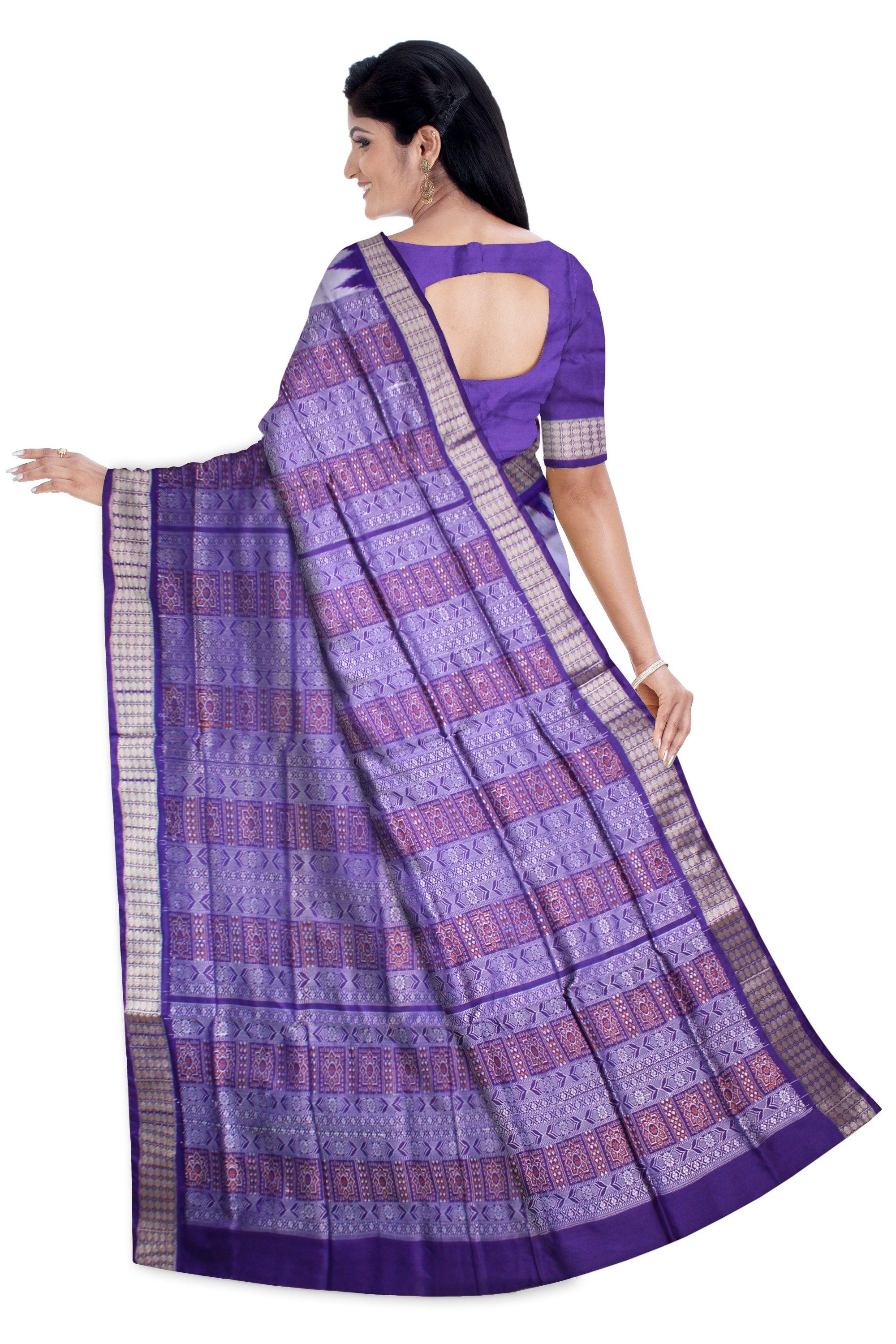 Gray color buti pattern Sambalpuri pata saree with blouse piece. - Koshali Arts & Crafts Enterprise