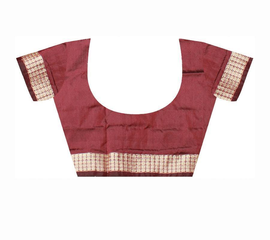Pink and maroon color Padma Pata saree with matching blouse piece. - Koshali Arts & Crafts Enterprise