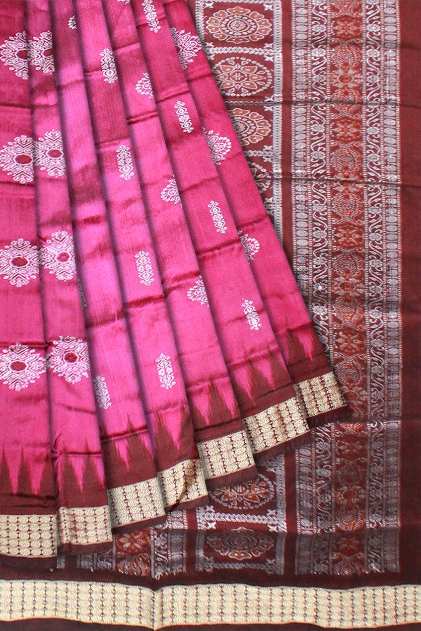 Pink color Padma Pata saree with blouse piece. - Koshali Arts & Crafts Enterprise
