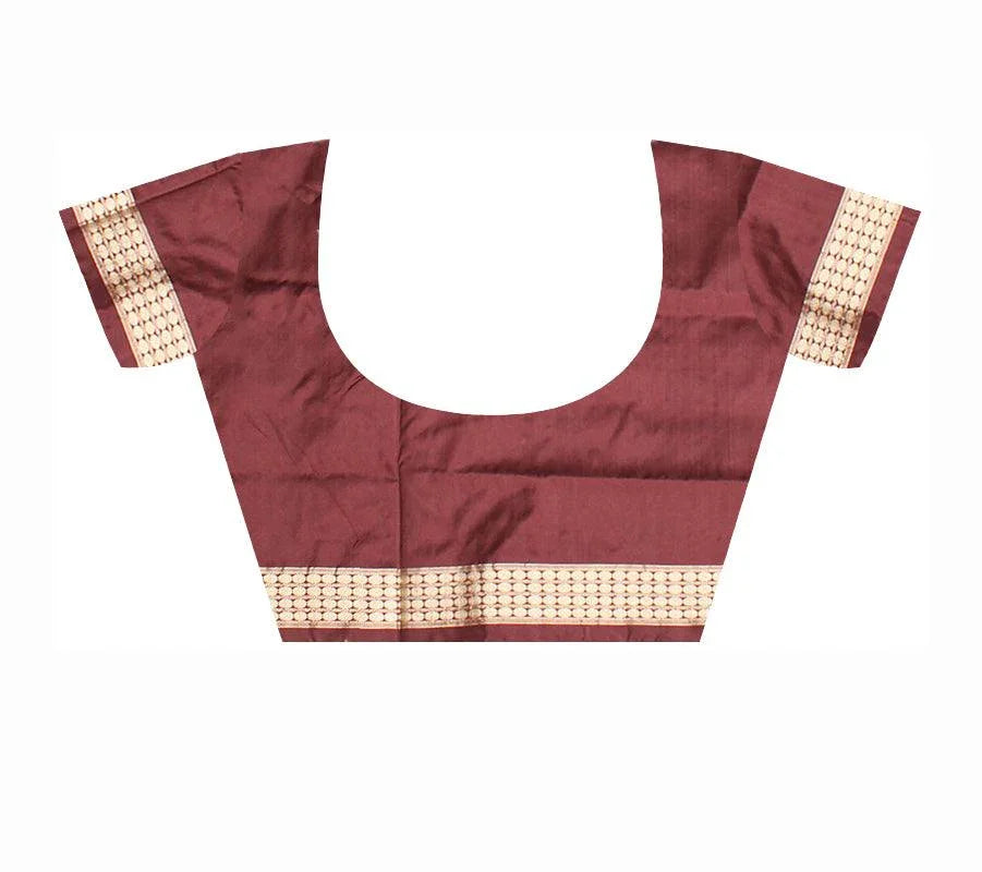 Latest design Peach colour Sambalpuri bomkei pata saree with blouse piece. - Koshali Arts & Crafts Enterprise