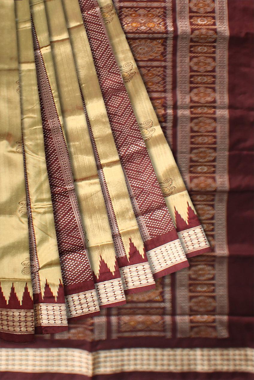 Latest design Peach colour Sambalpuri bomkei pata saree with blouse piece. - Koshali Arts & Crafts Enterprise