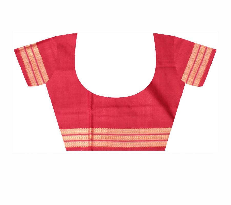 Light Blue color Sambalpuri Cotton Saree in buti pattern with blouse piece. - Koshali Arts & Crafts Enterprise