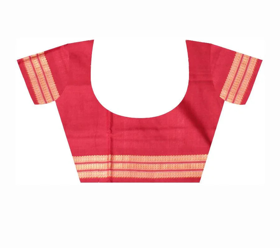 Light Blue color Sambalpuri Cotton Saree in buti pattern with blouse piece. - Koshali Arts & Crafts Enterprise