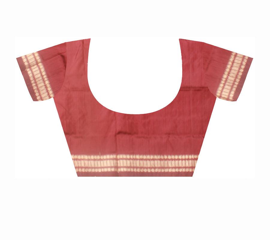 Sambalpuri Pata Saree in yellow color plain bomkei Design with blouse piece. - Koshali Arts & Crafts Enterprise